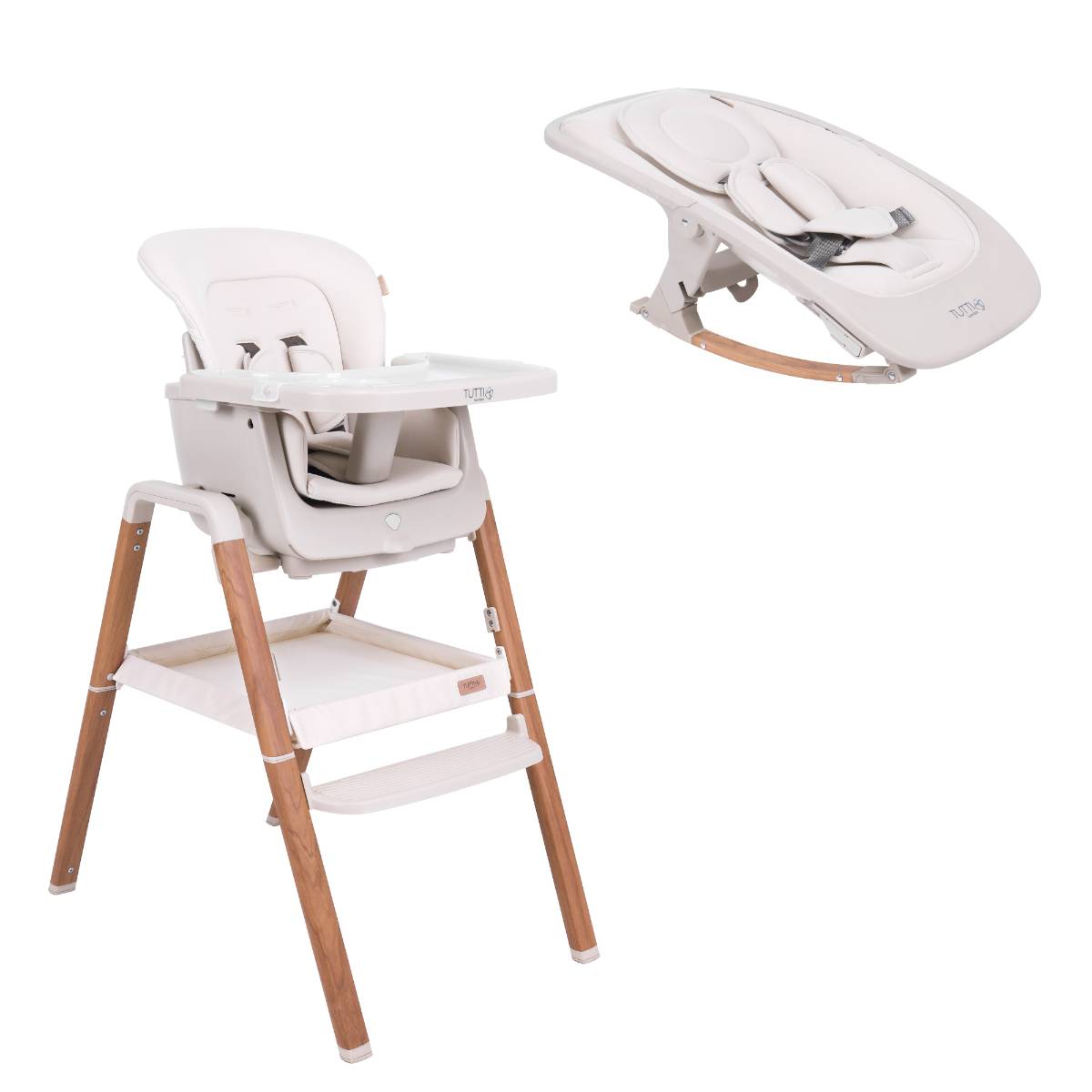 Tutti Bambini Nova Birth to 12 Years Complete Highchair Package - Scandinavian Walnut & Ecru