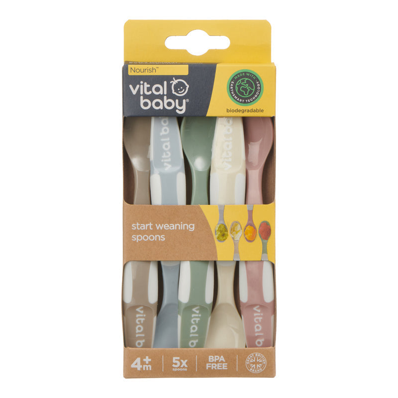 Vital Baby Nourish Start Weaning Spoons 5Pk