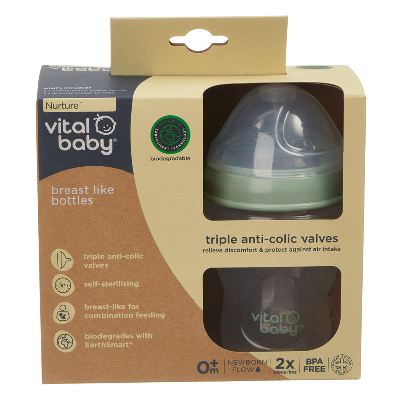 Vital Baby Nurture Breast Like Bottle 240ml 2Pk