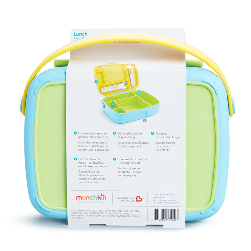 Munchkin Lunch Bento Box With Utensils Green