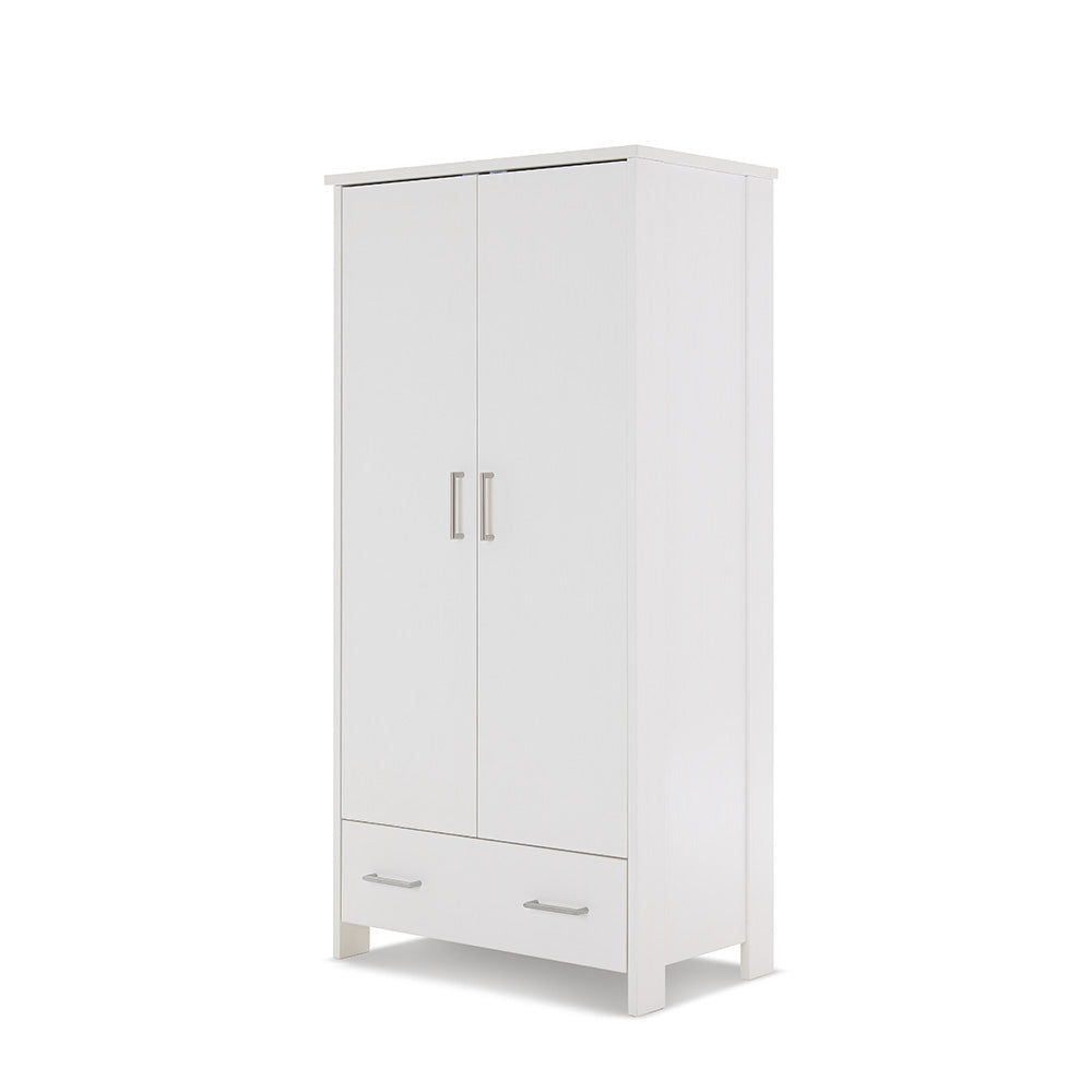 Obaby Nika Double Wardrobe - White Wash