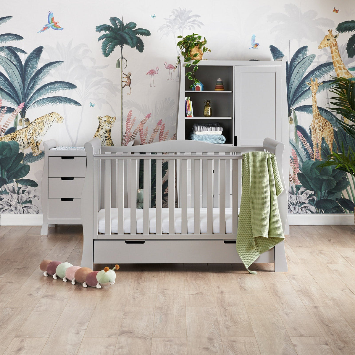 Obaby Stamford Luxe Sleigh 3 Piece Room Set - Warm Grey