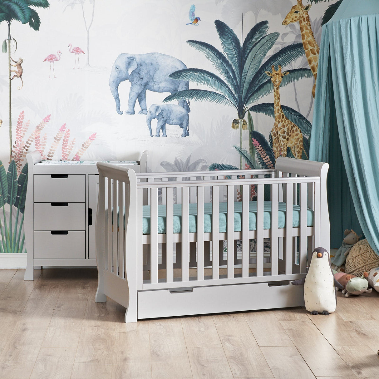 Obaby Stamford Mini Sleigh 2 Piece Room Set - Warm Grey