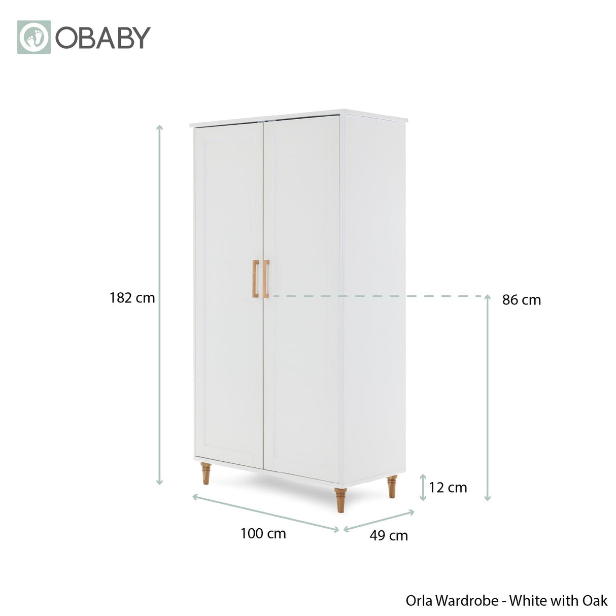Obaby Orla 3 Piece Room Set - White with Oak