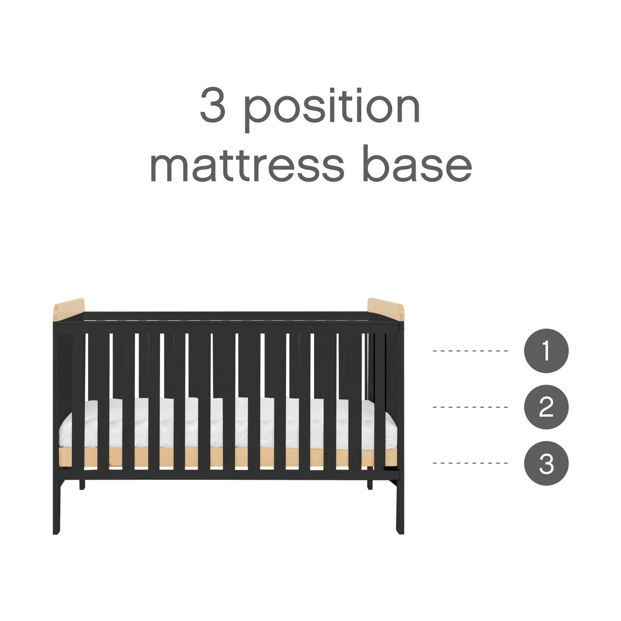 Tutti Bambini Rio Cot Bed with Cot Top Changer & Mattress - Honey Oak & Slate Grey