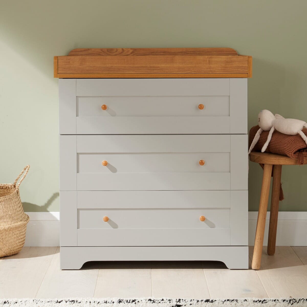 Tutti Bambini Rio Chest Changer - Honey Oak & Dove Grey
