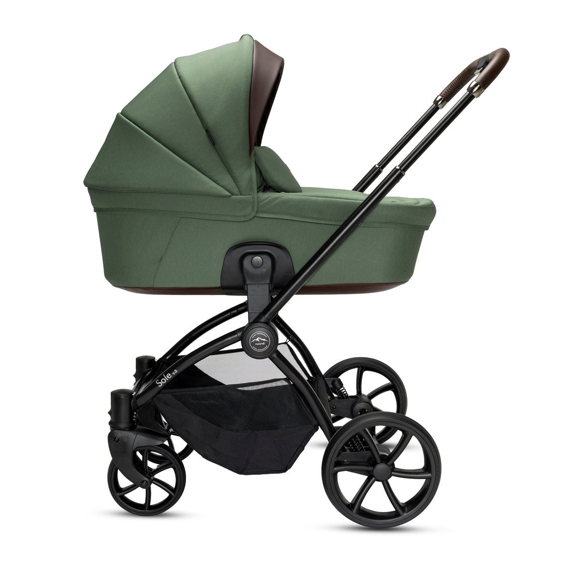 Noordi Sole V3 - 3in1 Travel System with ThermoCot Carrycot + Travel Carrier i-Size Car Seat, Woodland Green