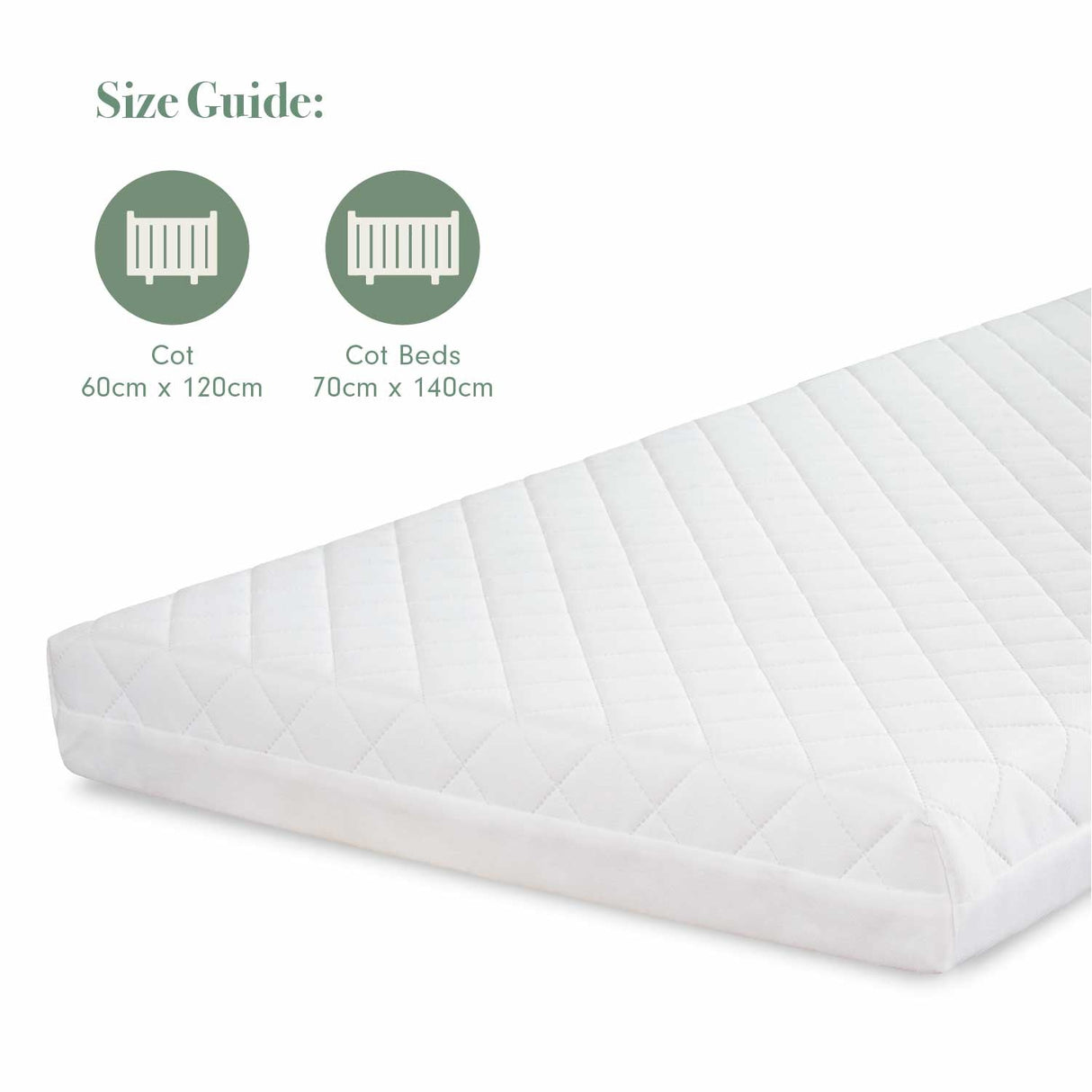 Tutti Bambini Sprung Cot Bed Mattress (70 x 140 cm) - White