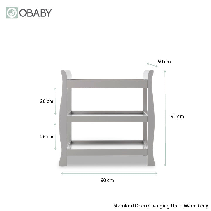 Obaby Stamford Sleigh Open Changing Unit - Warm Grey