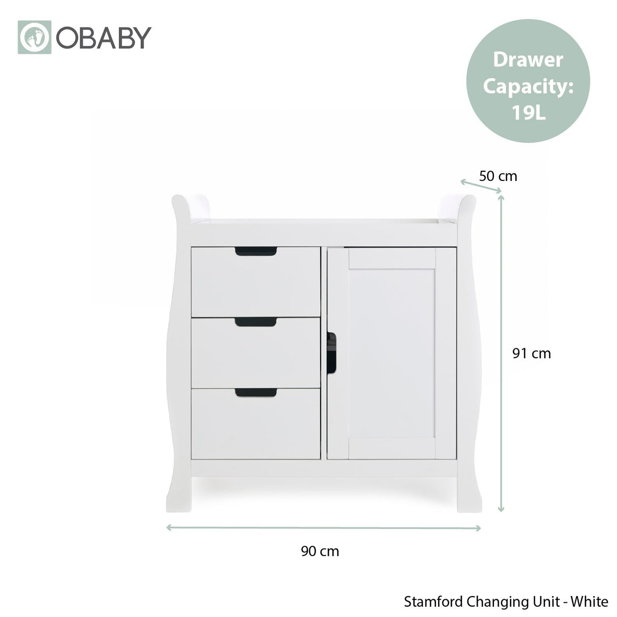 Obaby Stamford Luxe Sleigh 2 Piece Room Set - White