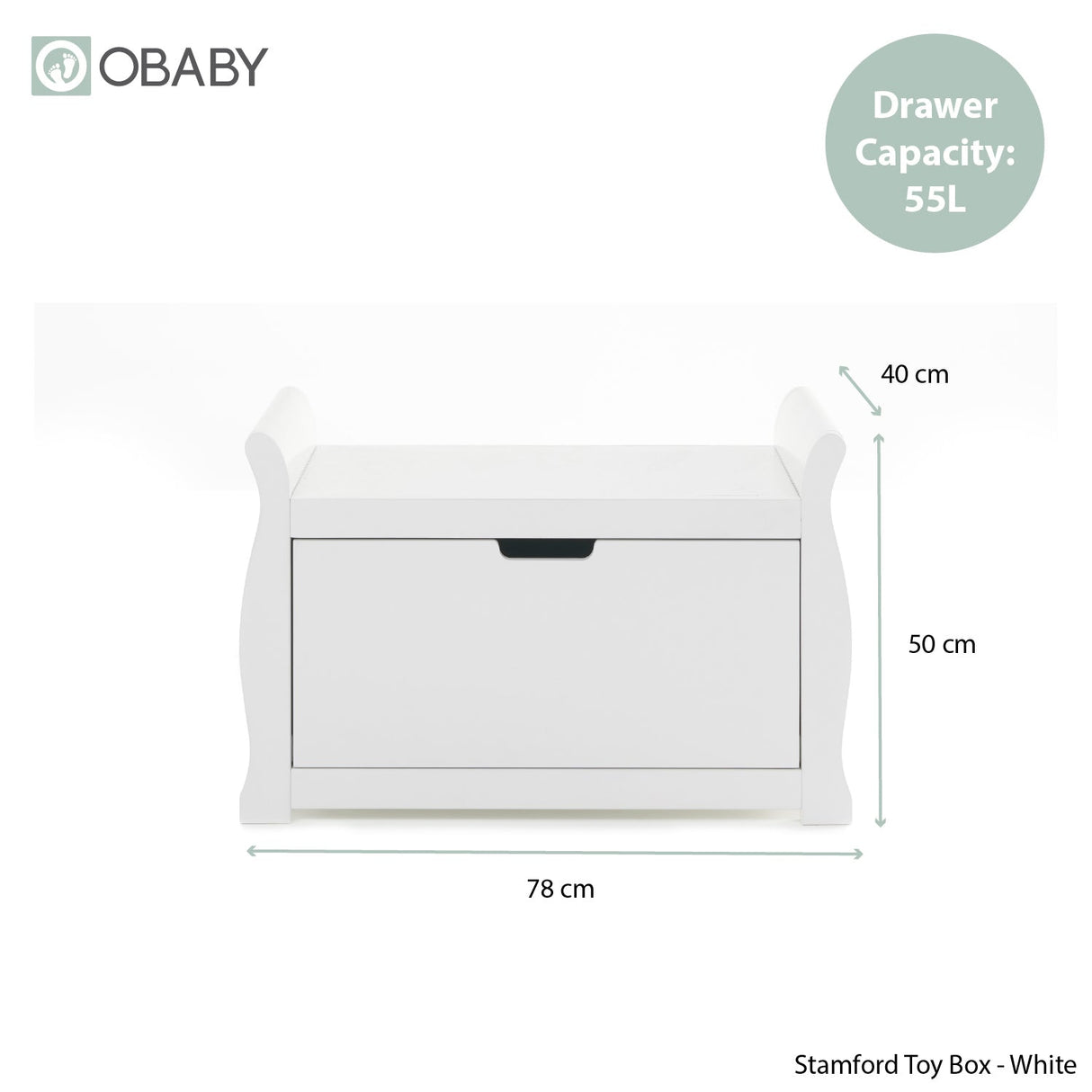 Obaby Stamford Sleigh Toy Box - White