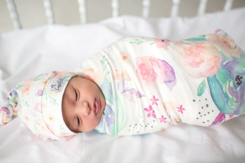 Copper Pearl Top Knot Hat Bloom 0-4m