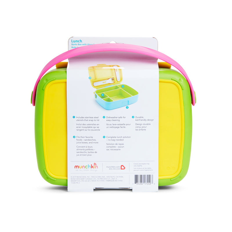 Munchkin Lunch Bento Box With Utensils Pink