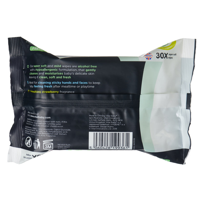 Vital Baby Hygiene Super Soft Hand & Face Wipes - Fresh Fruity Fragrance 30Pk