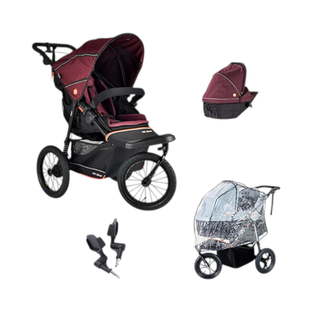 Out n About Nipper V6 Plus Single Newborn Bundle - Brambleberry Red