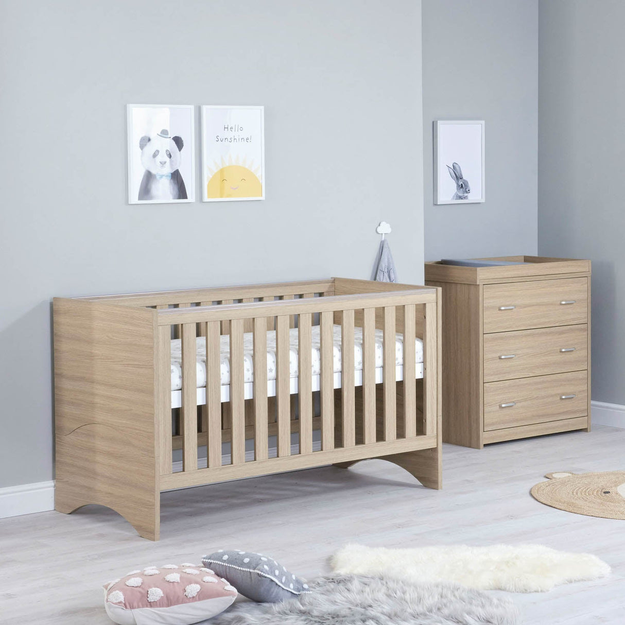 Babymore Veni 2 Piece Room Set - Oak