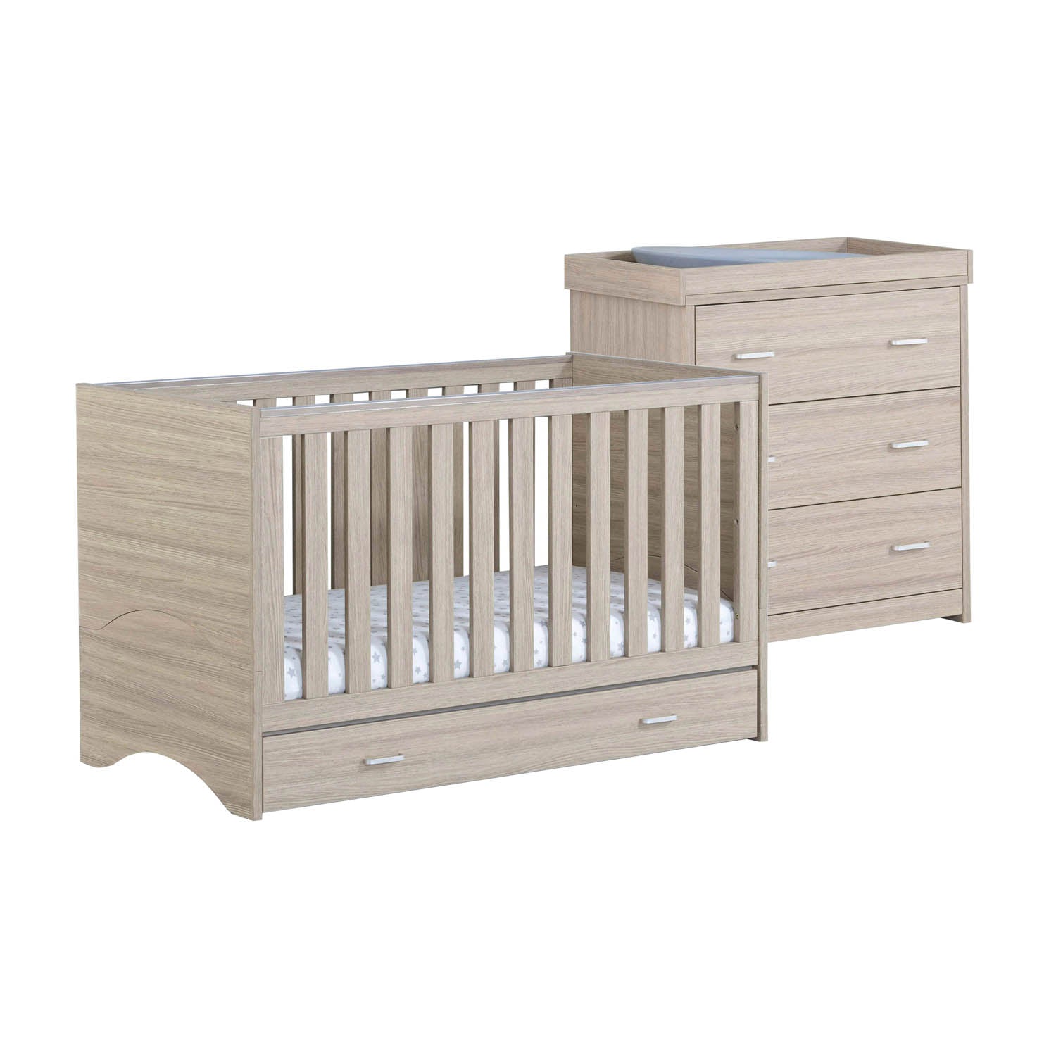 Babymore Veni 2 Piece Room Set with Drawer - Oak