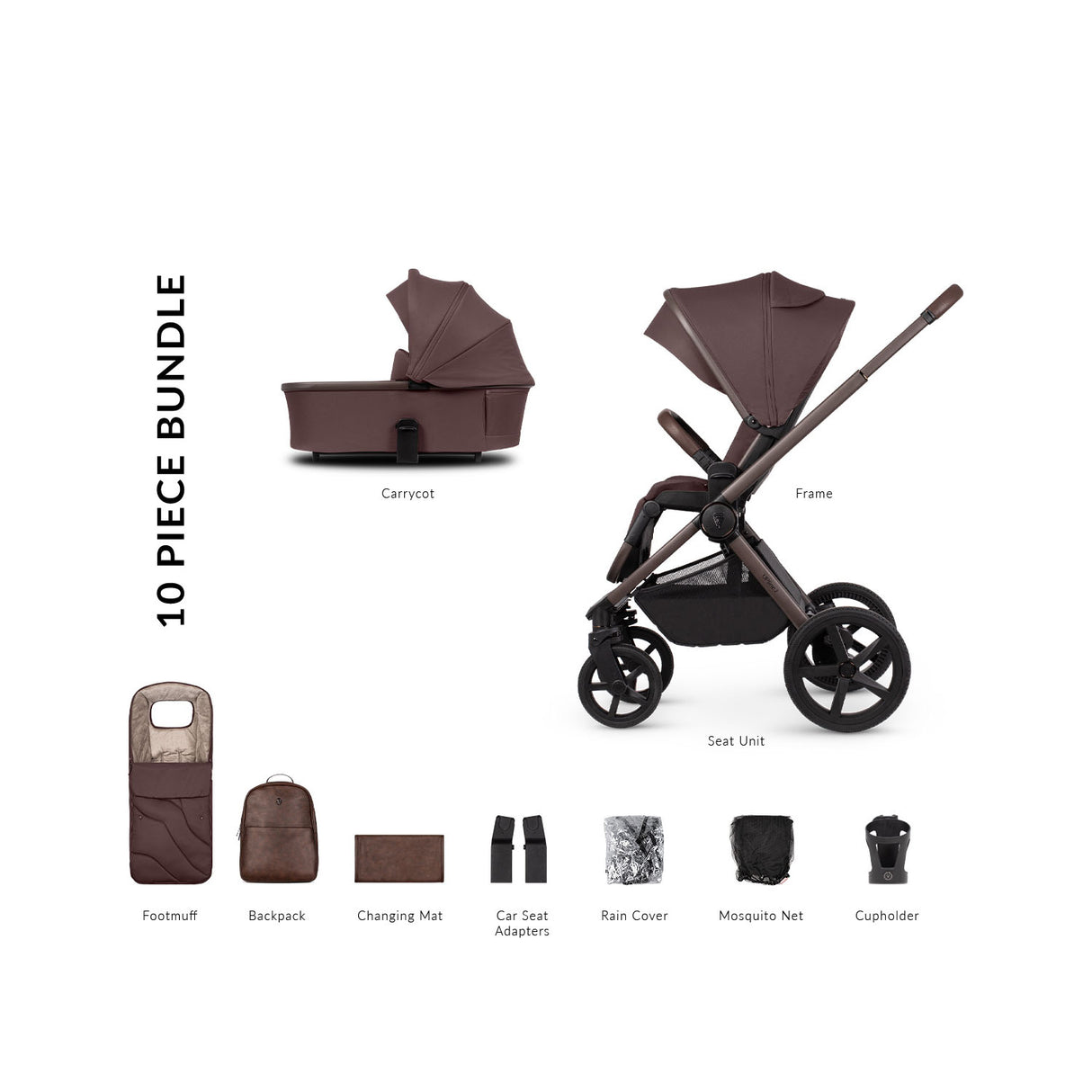 Venicci Upline 2 SE Pushchair & Carrycot 2-in-1 Bundle - Burgundy