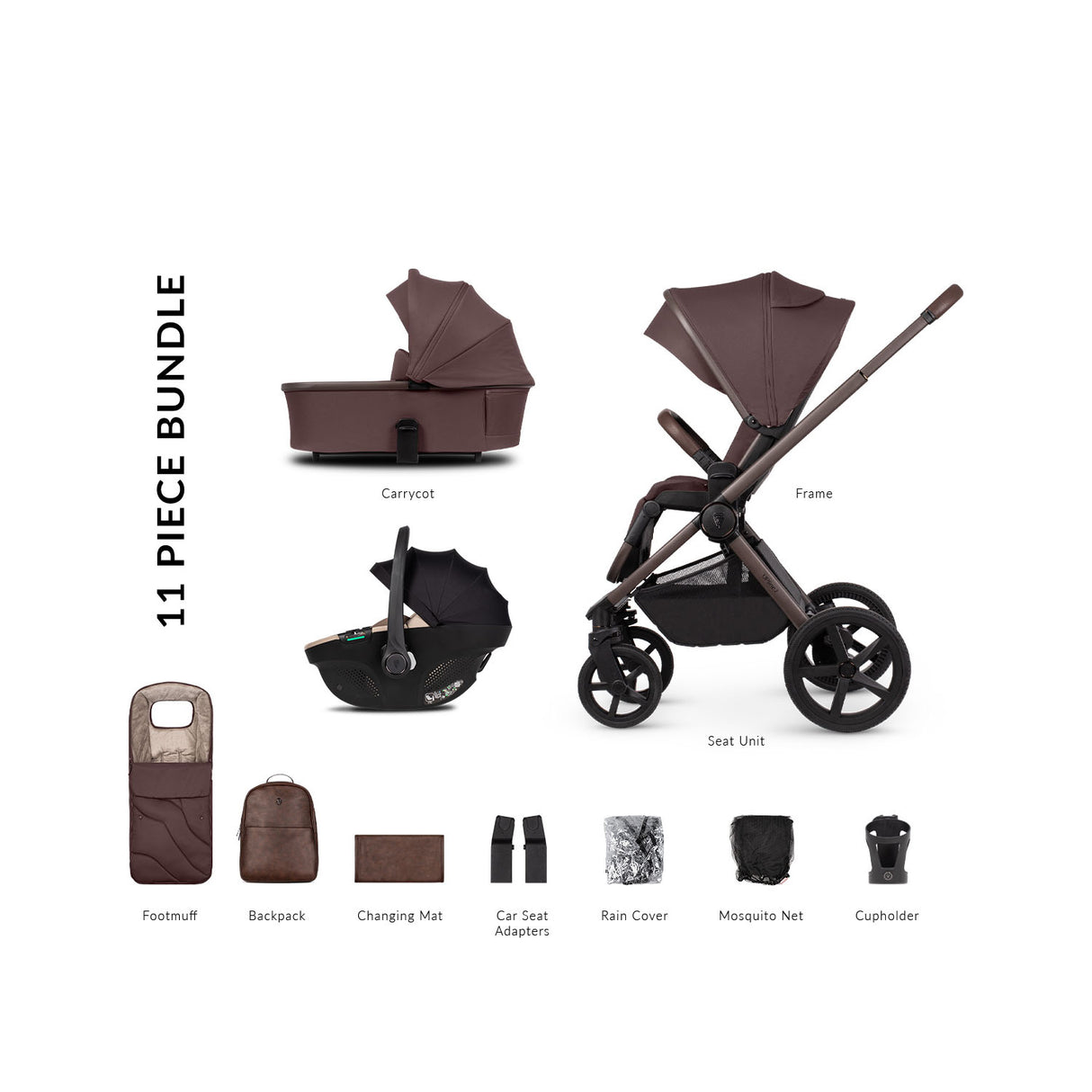 Venicci Upline 2 SE 3-in-1 Tiago Travel System Bundle - Burgundy