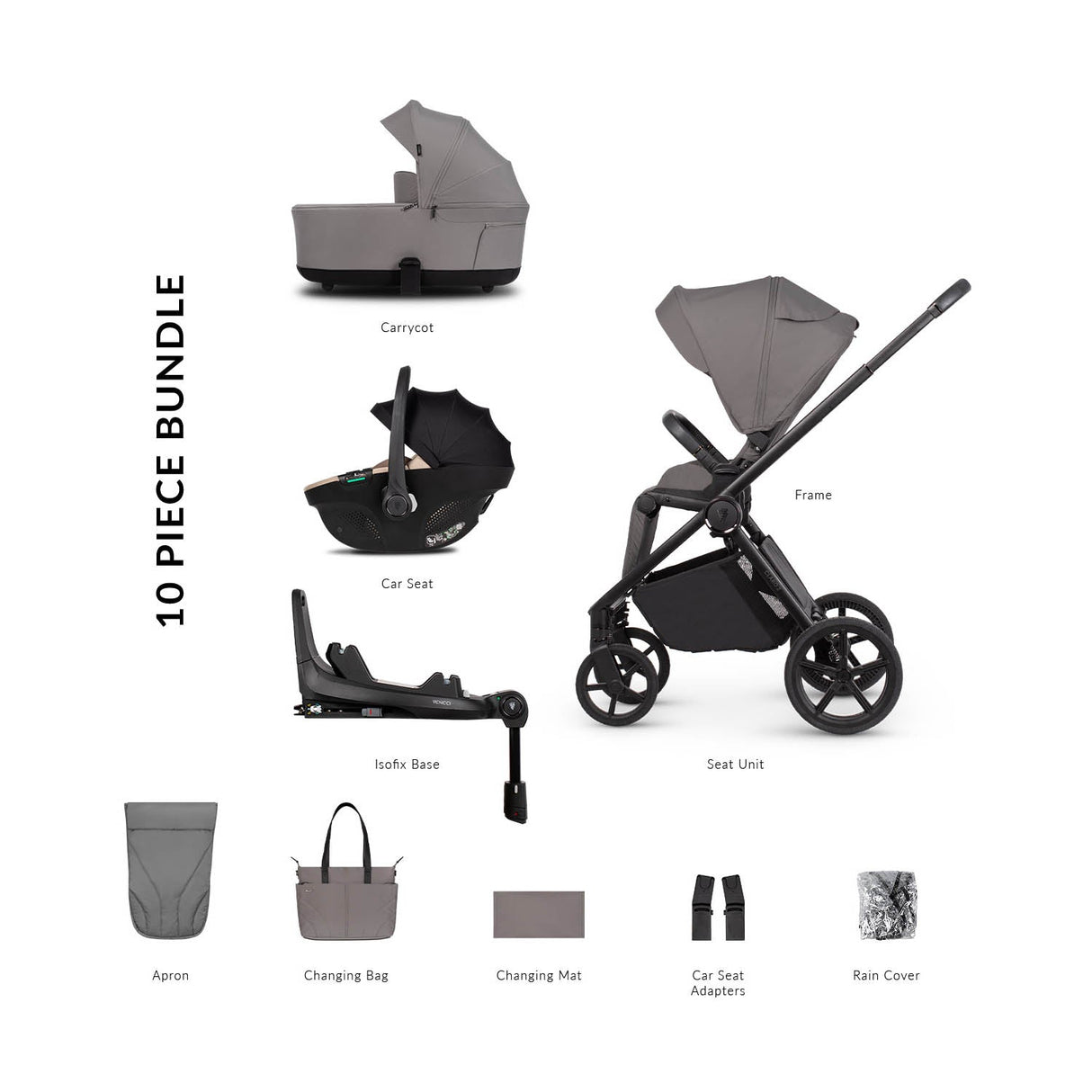 Venicci Claro 2 Luxury 4in1 Tiago Bundle - Fog