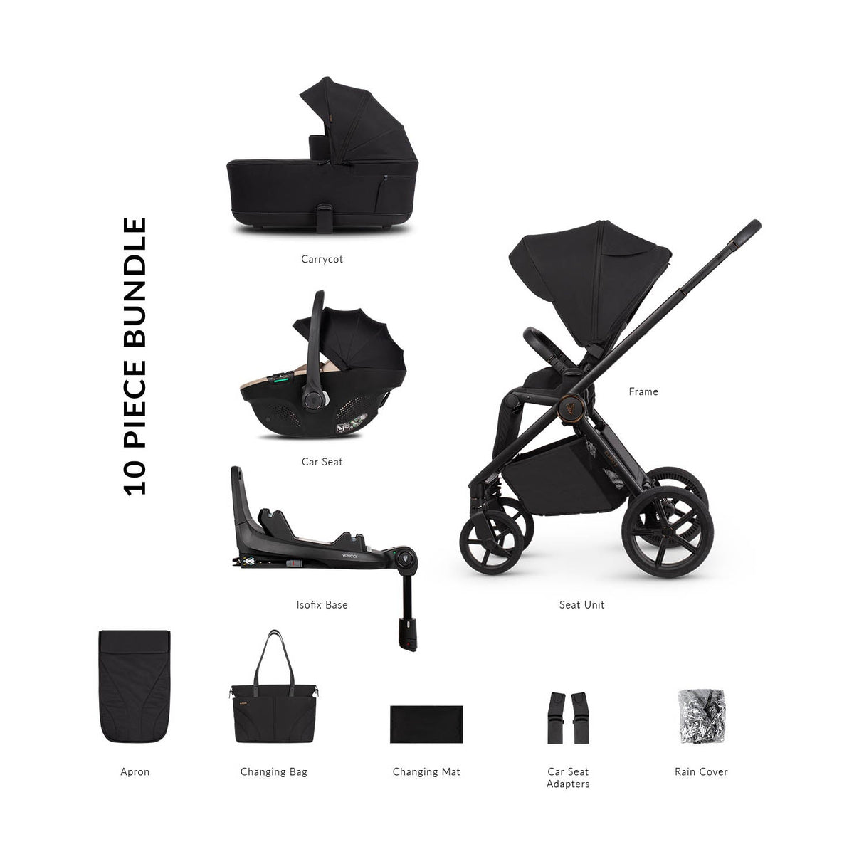 Venicci Claro 2 Luxury 4in1 Tiago Bundle - Noir