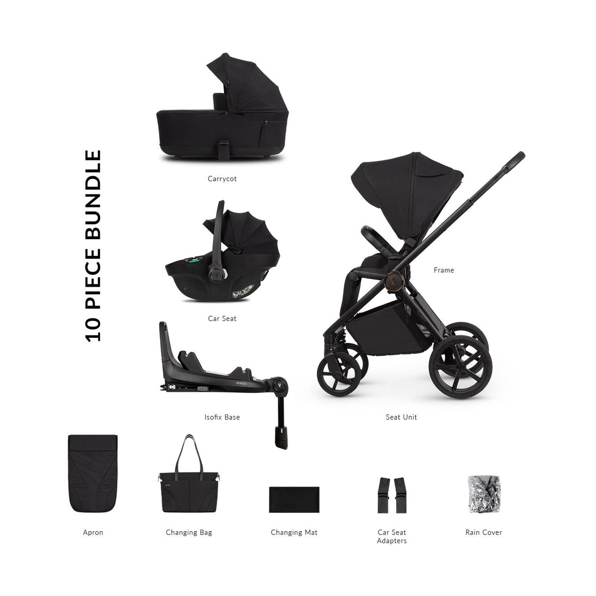 Venicci Claro 2 Luxury 4in1 Tiago Bundle - Noir