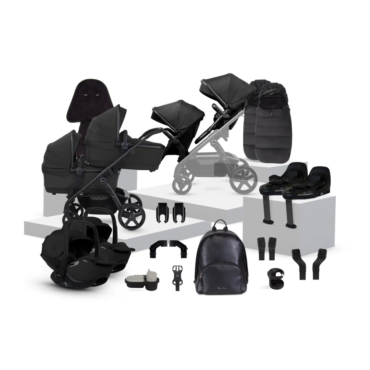 Silver Cross Wave 3 Twin Travel System Bundle - Onyx