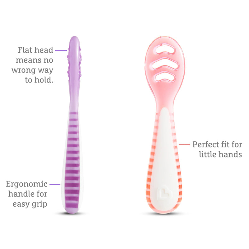 Munchkin Gentle Dip Multistage First Spoons Pink Purple 3Pk