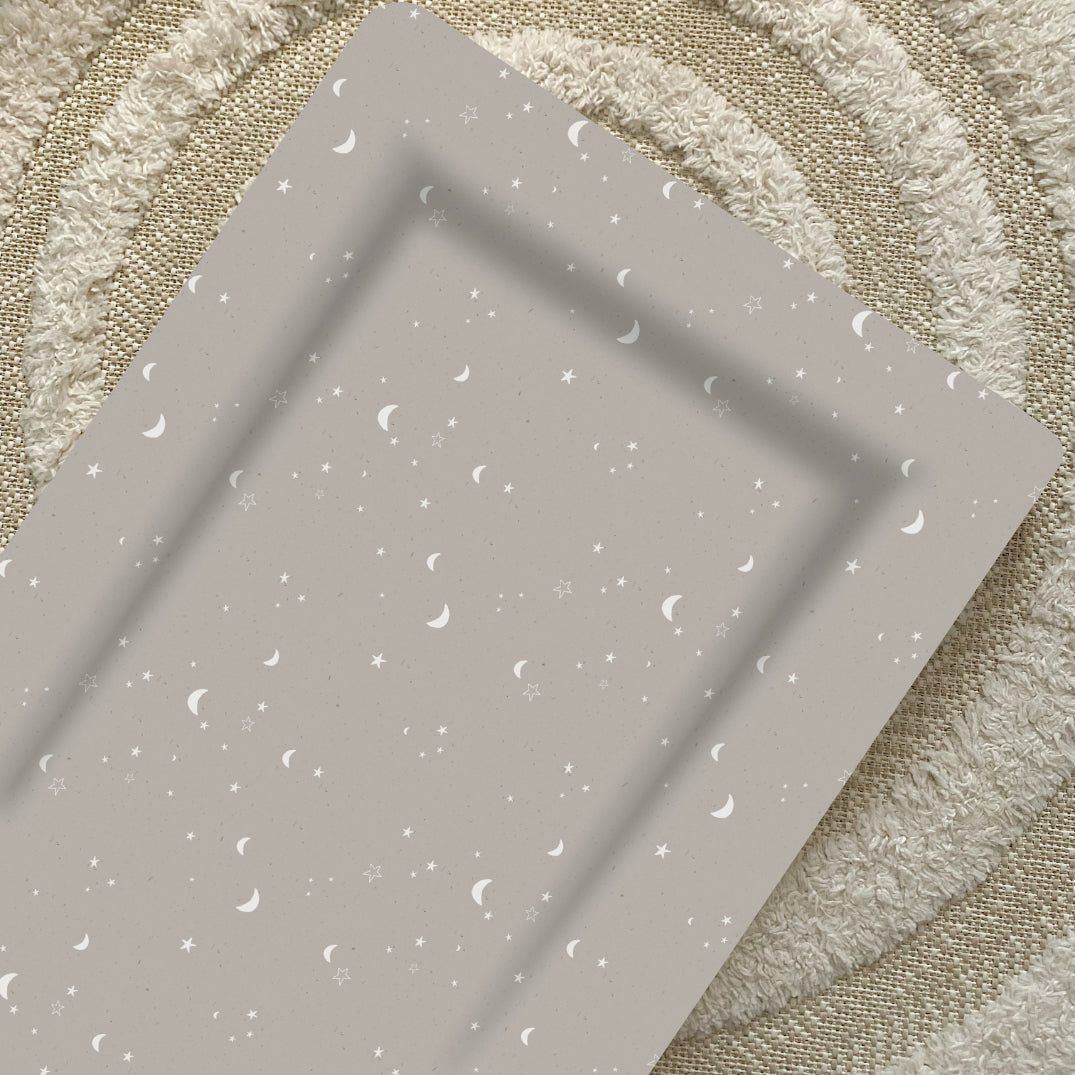 Standard Changing Mat - Grey-green moon and stars Print