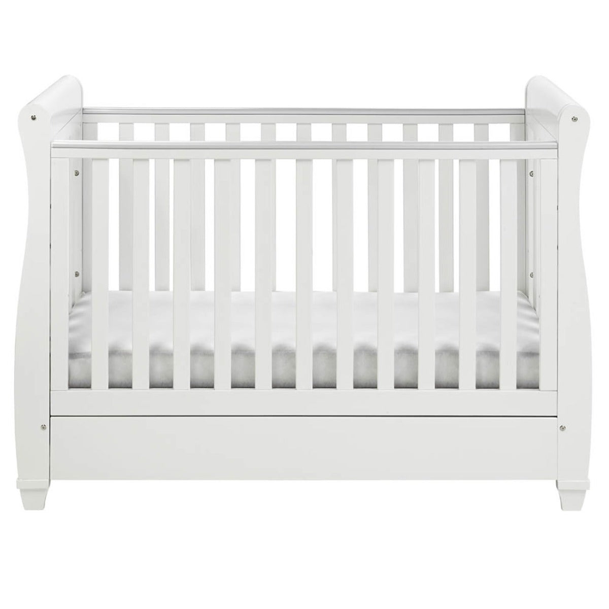 Babymore Eva Sleigh Drop Side Cot Bed - White