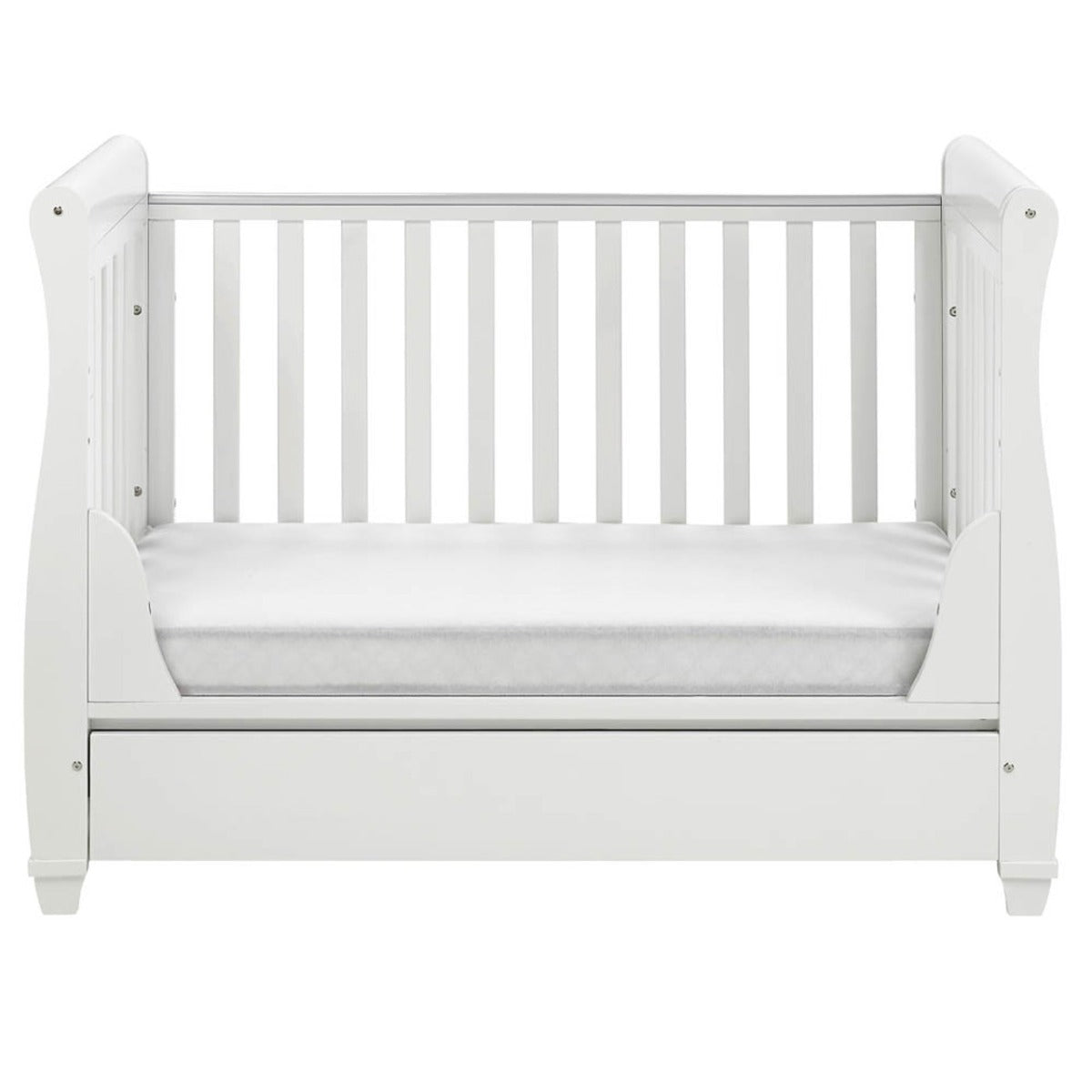 Babymore Eva Sleigh Drop Side Cot Bed - White