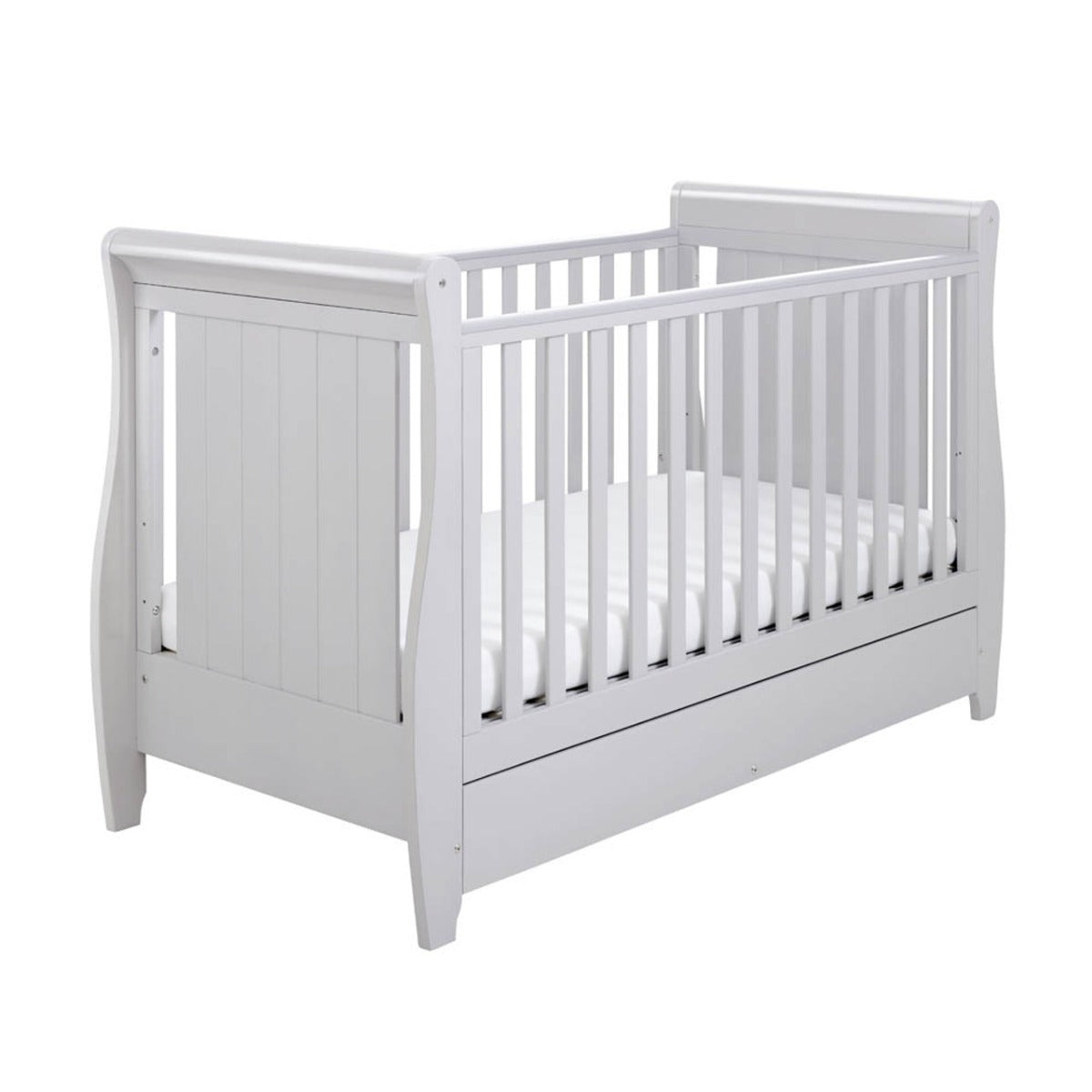 Babymore Stella Sleigh Drop Side Cot Bed - Grey