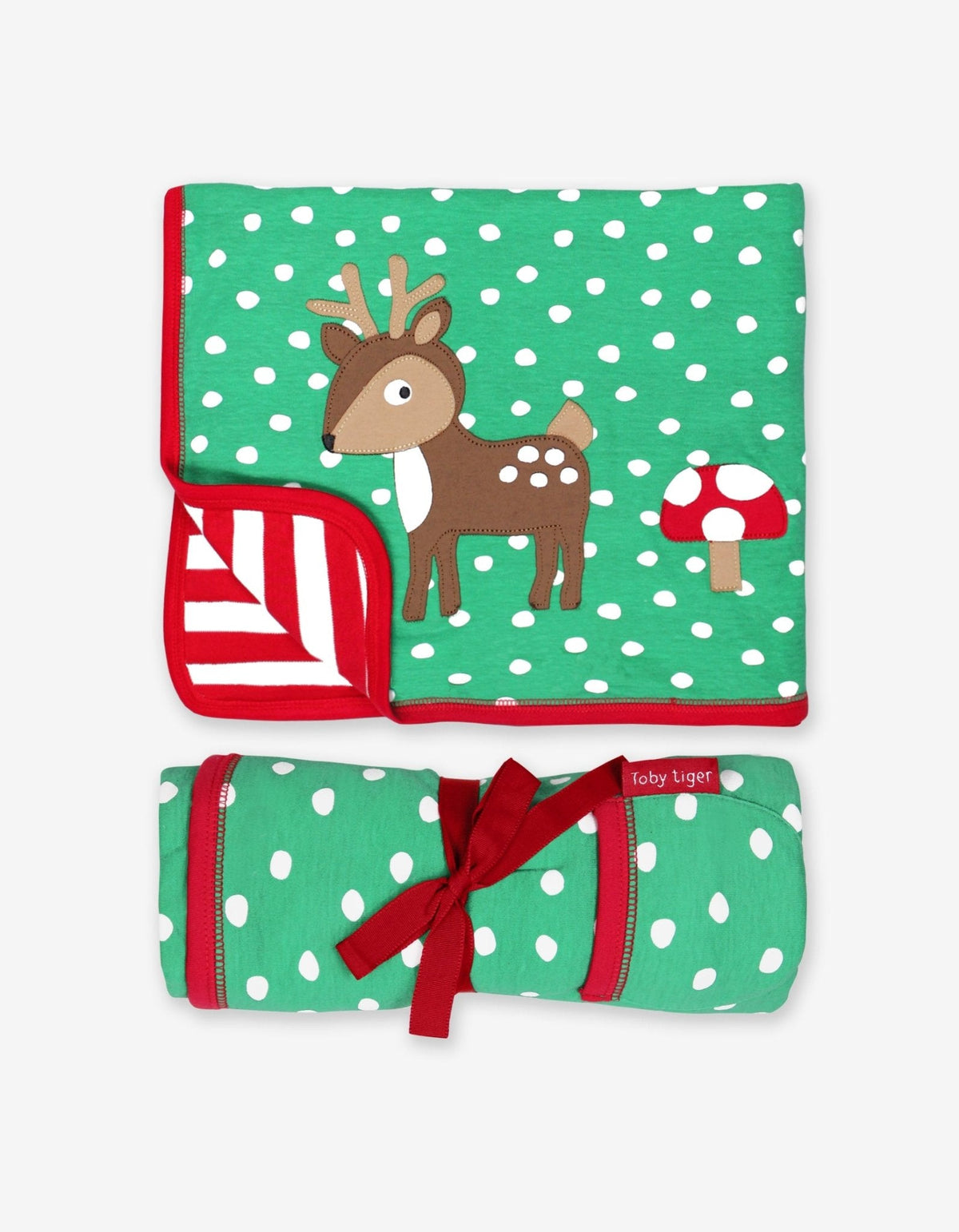 Toby Tiger Organic Christmas Deer Applique Blanket