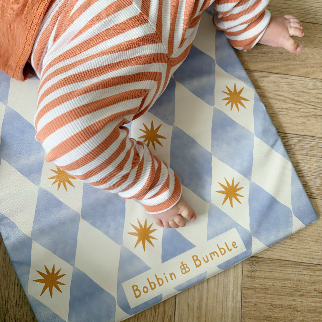 Travel Changing Mat - Blue Harlequin