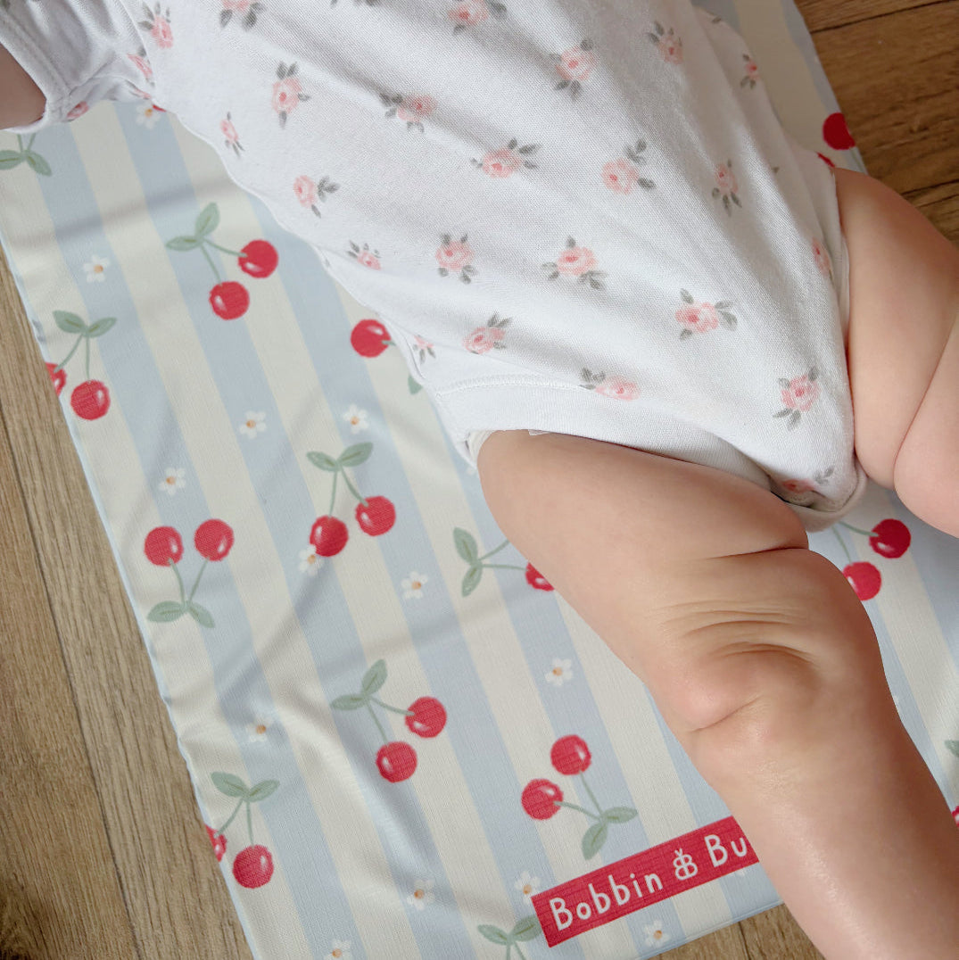 Travel Changing Mat - Cherry Stripe