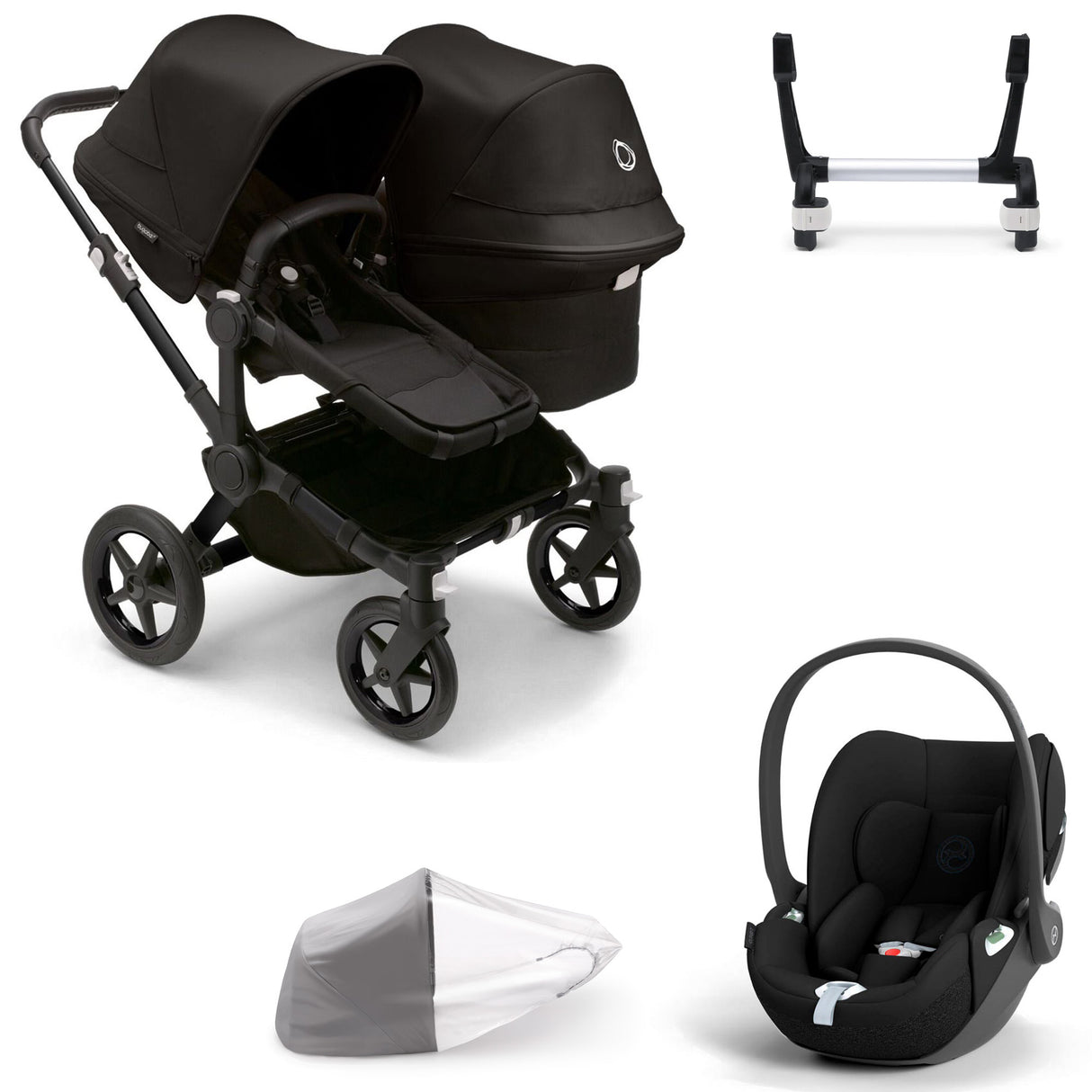 Bugaboo Donkey 5 Duo with Cybex Cloud T Travel System - Midnight Black
