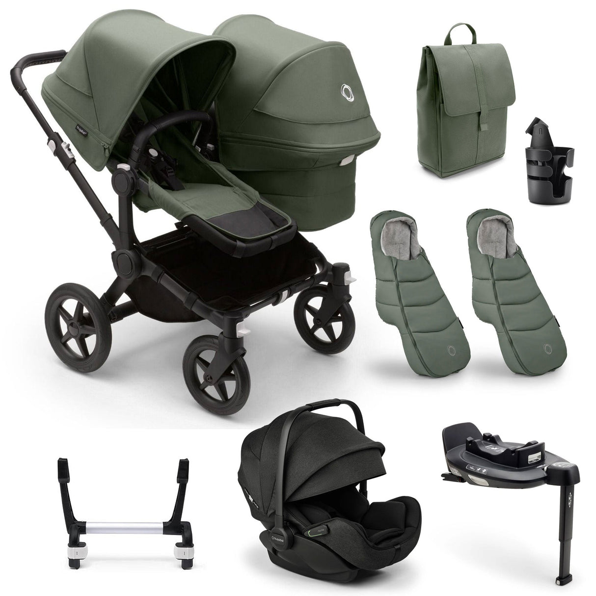 Bugaboo Donkey 5 Duo Ultimate Otter 360 Travel System - Forest Green