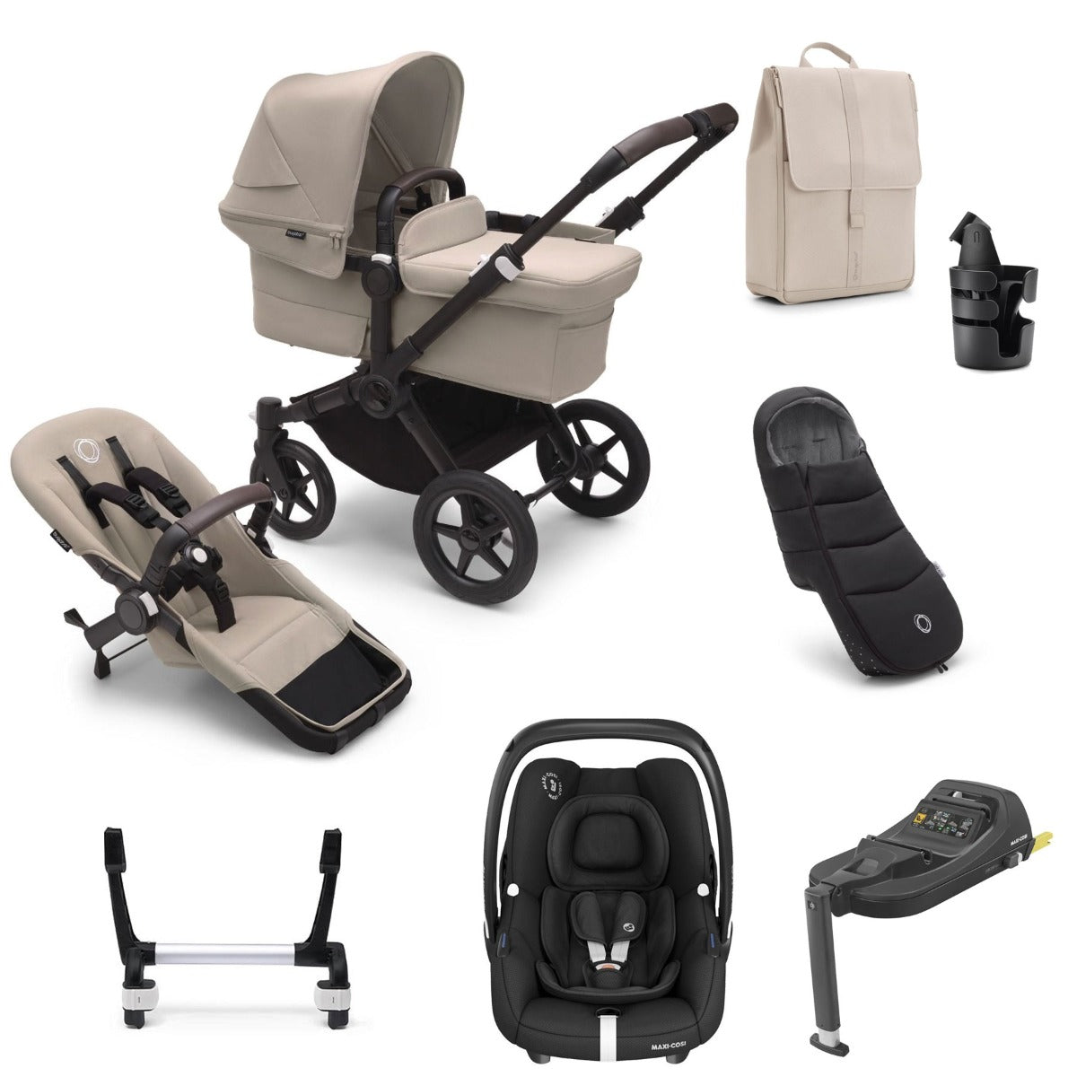 Bugaboo Donkey 5 Mono Ultimate Maxi-Cosi Cabriofix i-Size Travel System Bundle - Desert Taupe