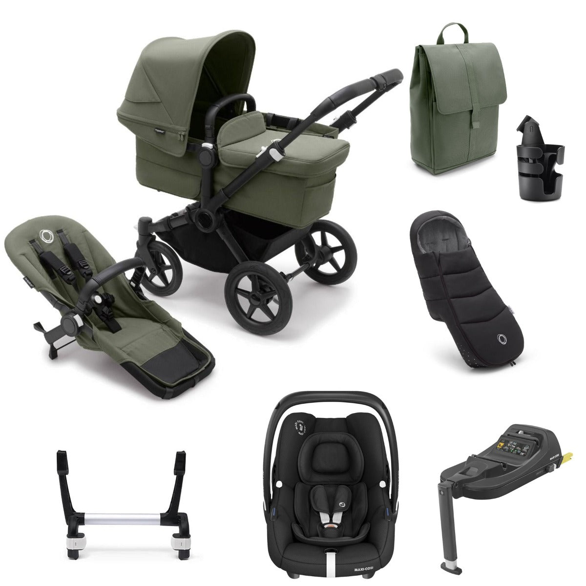 Bugaboo Donkey 5 Mono Ultimate Maxi-Cosi Cabriofix i-Size Travel System Bundle - Forest Green