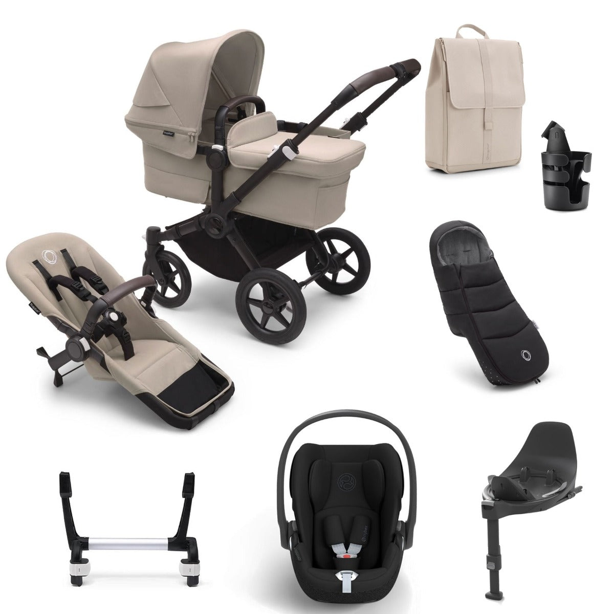 Bugaboo Donkey 5 Mono Ultimate Cybex Cloud T Travel System Bundle - Desert Taupe