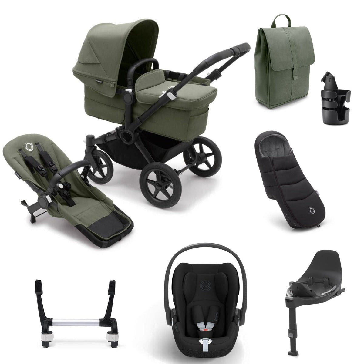 Bugaboo Donkey 5 Mono Ultimate Cybex Cloud T Travel System Bundle - Forest Green