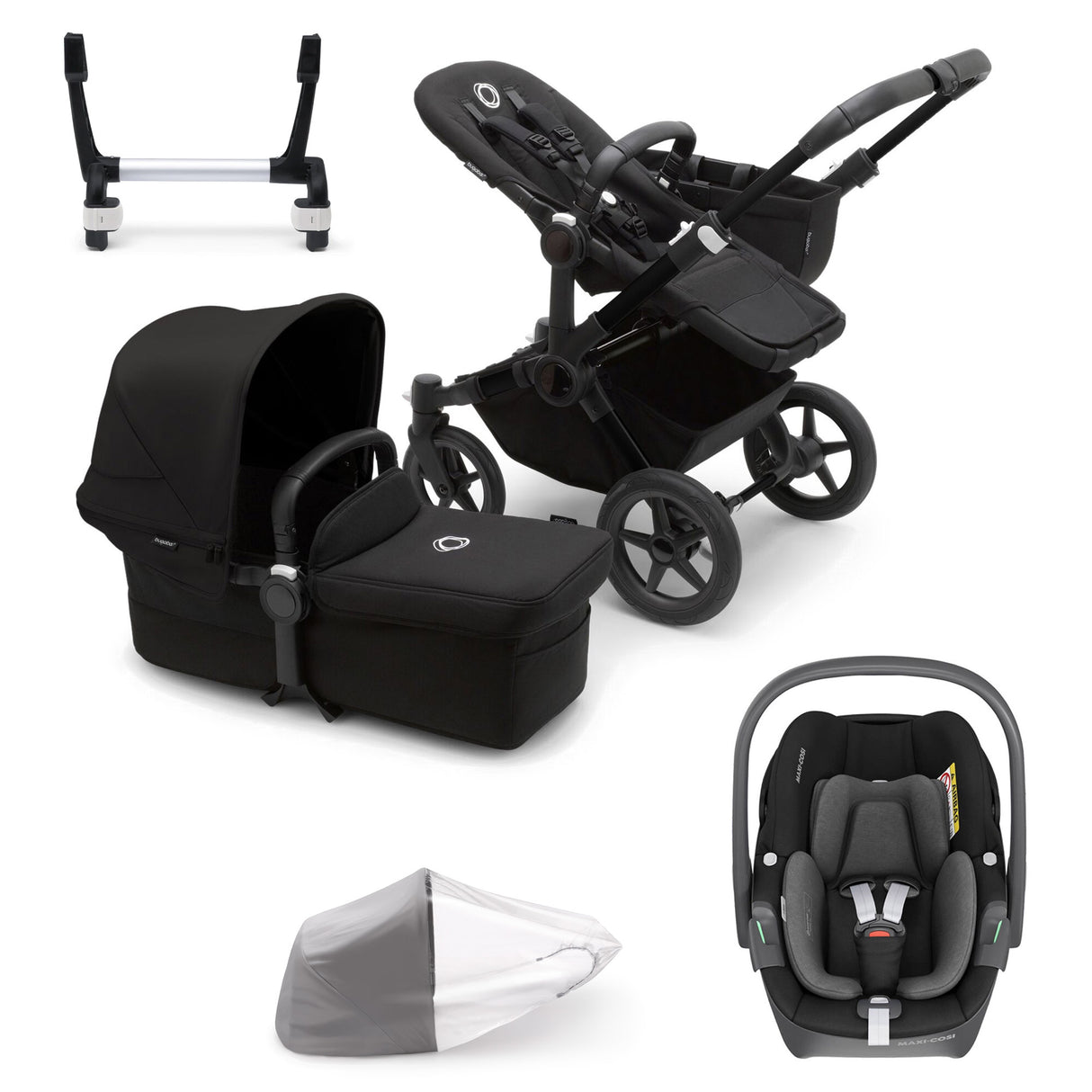 Bugaboo Donkey 5 Mono with Maxi-Cosi Pebble 360 Travel System - Midnight Black