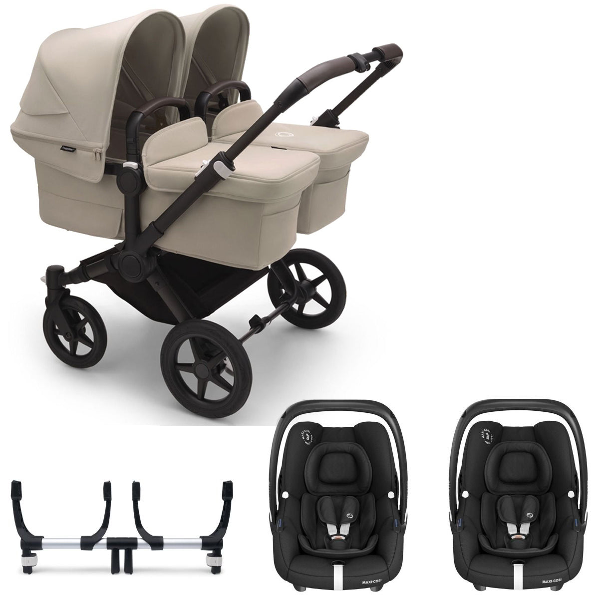 Bugaboo Donkey 5 Twin with Maxi-Cosi Cabriofix iSize Travel System - Desert Taupe