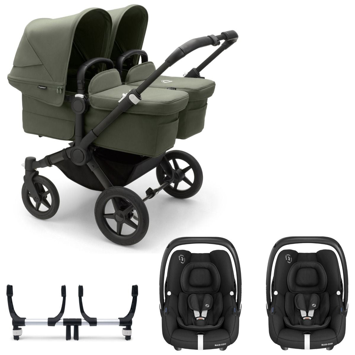 Bugaboo Donkey 5 Twin with Maxi-Cosi Cabriofix iSize Travel System - Forest Green
