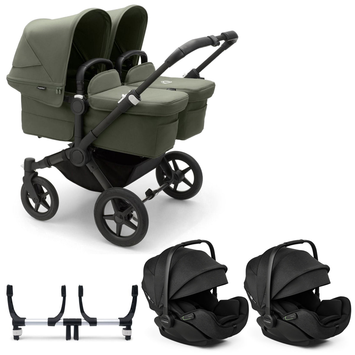 Bugaboo Donkey 5 Twin with Otter 360 Travel System - Forest Green
