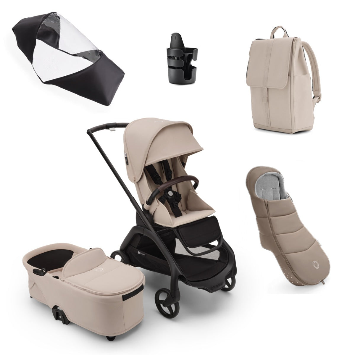 Bugaboo Dragonfly Essential Bundle - Black/Desert Taupe