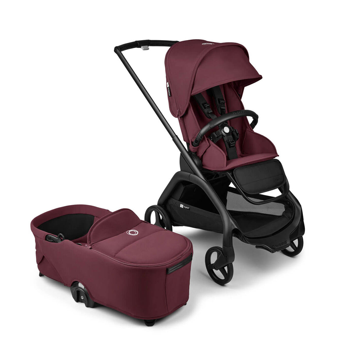 Bugaboo Dragonfly Travel System with Maxi-Cosi Cabriofix i-Size + Isofix Base - Black/Dark Cherry