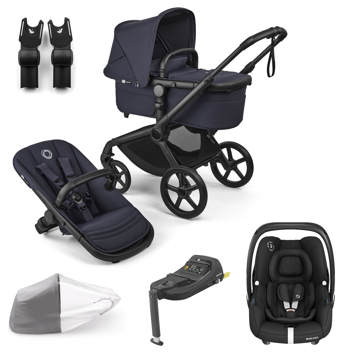 Bugaboo Fox 5 Renew with Maxi-Cosi Cabriofix iSize Travel System Bundle - Deep Indigo