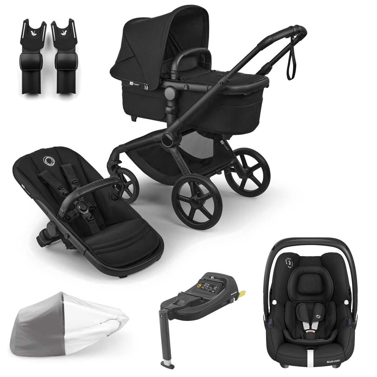 Bugaboo Fox 5 Renew with Maxi-Cosi Cabriofix iSize Travel System Bundle - Heritage Black