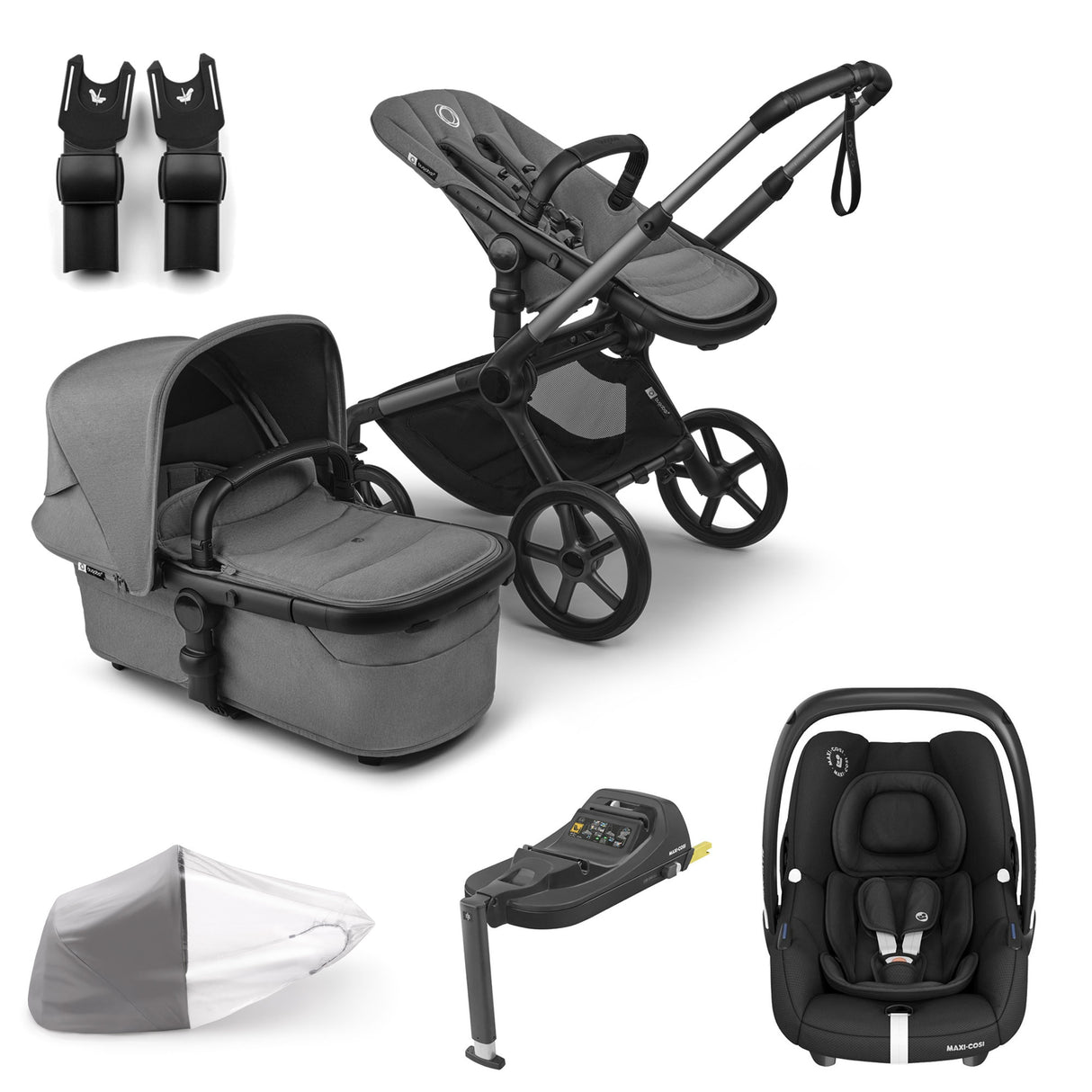 Bugaboo Fox 5 Renew with Maxi-Cosi Cabriofix iSize Travel System Bundle - Moon Grey